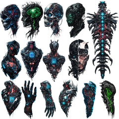 460 Biomechanical Tattoo Designs (PNG Format)