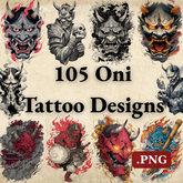 105 Oni Tattoo Designs Bundle | Japanese Demon 4K PNG Collection