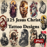 Jesus Christ Tattoo Design Bundle — 125 Files | 4K PNG Collection