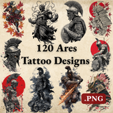 120 Ares Tattoo Designs Bundle | 4K PNG