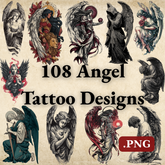 108 Angel Tattoo Designs Bundle | 4K PNG