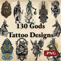 130 Divine Gods Tattoo Designs | 4K PNG Tattoo Art Bundle