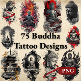 75 Buddha Tattoo Designs Bundle | 4K PNG