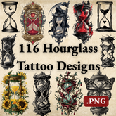 Hourglass Tattoo Design Bundle — 116 Files | 4K PNG Collection