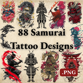 Samurai Tattoo Design Bundle — 88 Files | 4K PNG Art Collection