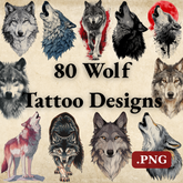 80 Wolf Tattoo Designs | Wild Spirit 4K PNG Tattoo Art Bundle
