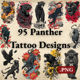 95 Panther Tattoo Designs Bundle | 4K PNG Art Collection