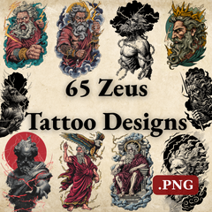Zeus Tattoo Design Bundle — 65 Files | Greek God 4K PNG Art Collection