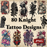 Knight Tattoo Design Bundle — 80 Files | 4K PNG Collection