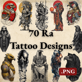 Ra Tattoo Design Bundle — 70 Files | Egyptian God 4K PNG Collection