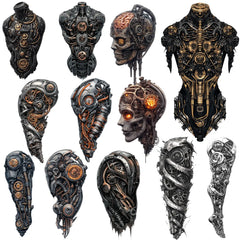 460 Biomechanical Tattoo Designs (PNG Format)