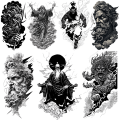 Zeus Tattoo Design Bundle — 65 Files | Greek God 4K PNG Art Collection