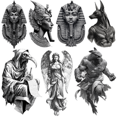 130 Divine Gods Tattoo Designs | 4K PNG Tattoo Art Bundle