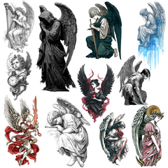 108 Angel Tattoo Designs Bundle | 4K PNG