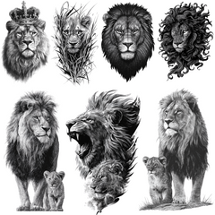 150 Lion Tattoo Designs | Powerful 4K PNG Art Bundle