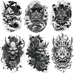 105 Oni Tattoo Designs Bundle | Japanese Demon 4K PNG Collection