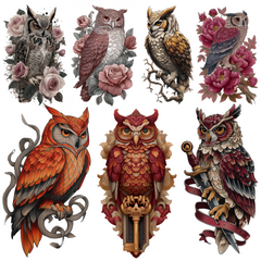 147 Owl Tattoo Designs Bundle | 4K PNG Art Collection