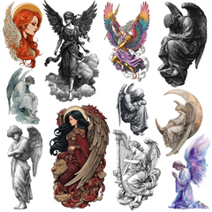 108 Angel Tattoo Designs Bundle | 4K PNG
