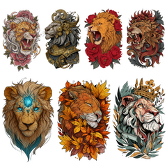 150 Lion Tattoo Designs | Powerful 4K PNG Art Bundle