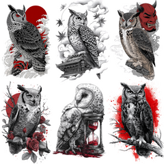 147 Owl Tattoo Designs Bundle | 4K PNG Art Collection