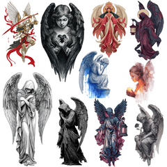 108 Angel Tattoo Designs Bundle | 4K PNG