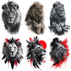 150 Lion Tattoo Designs | Powerful 4K PNG Art Bundle