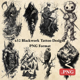 432 Blackwork Tattoo Designs (PNG Format)