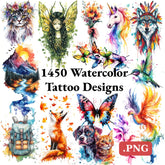 1450 Tattoo Designs in Watercolor Style (High-Res PNGs)