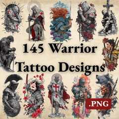 Warrior Tattoo Design Bundle — 145 Files | 4K PNG Brave Art Collection