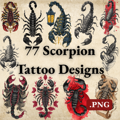 Scorpion Tattoo Design Bundle — 77 Files | 4K PNG Art Collection