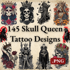 Skull Queen Tattoo Design Bundle — 145 Files | 4K PNG Art Collection