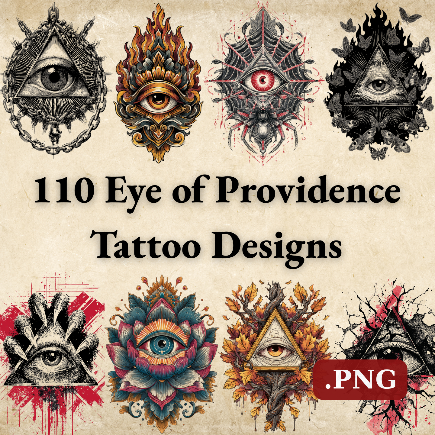Eye of Providence Tattoo Design Bundle — 110 Files | 4K PNG