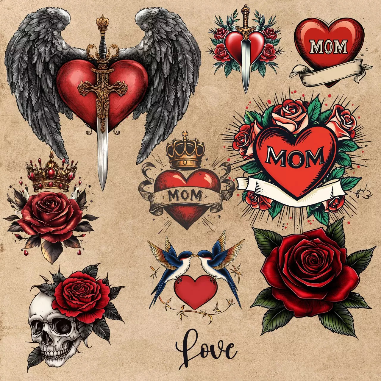 270 Traditional (Old School) Tattoo Designs – PNG Format