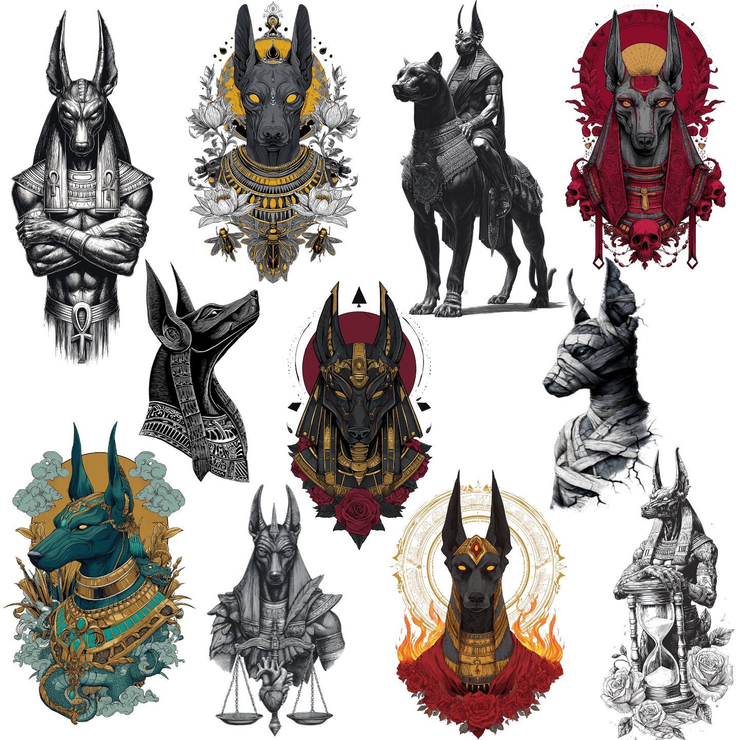 70 Anubis Tattoo Designs Bundle | 4K PNG