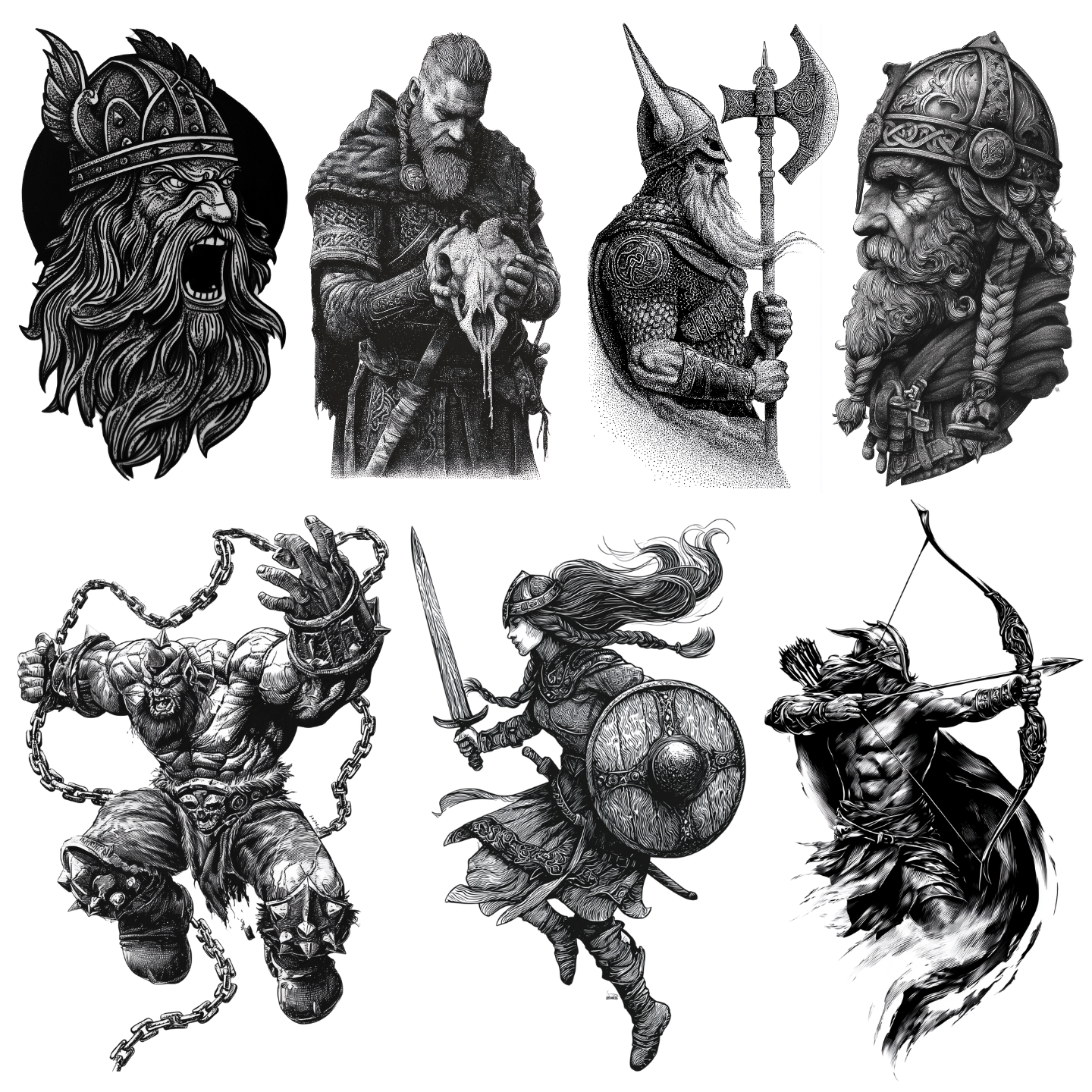 Viking Tattoo Design Bundle — 155 Files | 4K PNG Norse Art Collection