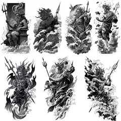 Poseidon Tattoo Design Bundle — 110 Files | Greek God 4K PNG Collection