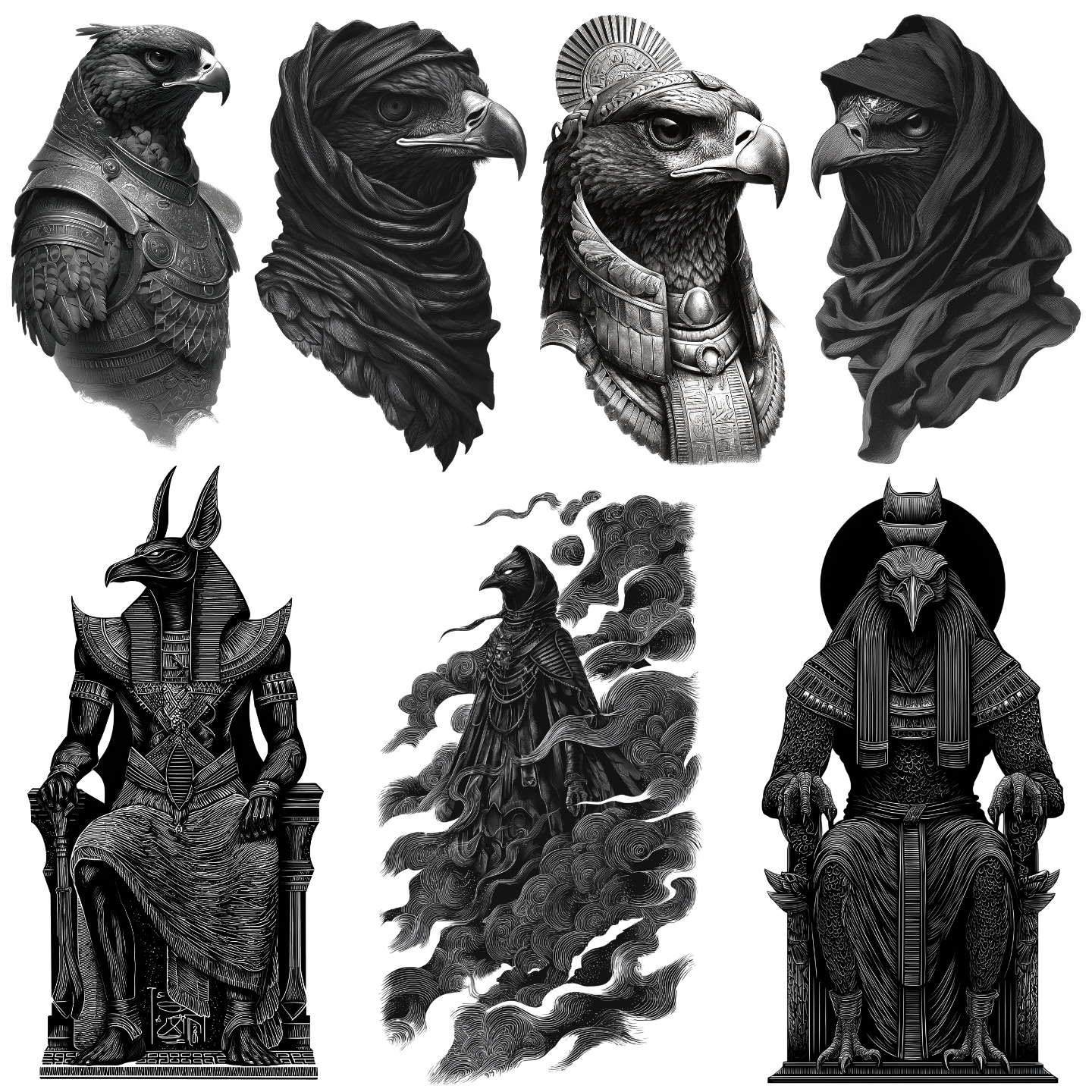 Ra Tattoo Design Bundle — 70 Files | Egyptian God 4K PNG Collection