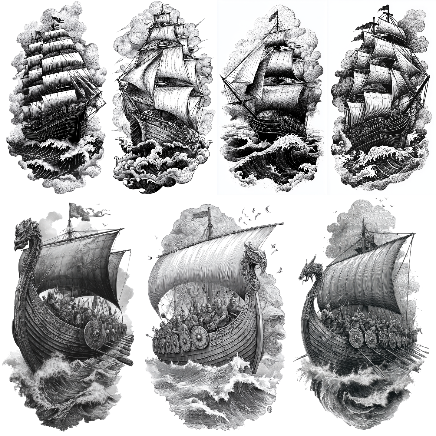 115 Ship Tattoo Designs | Nautical Adventure 4K PNG Bundle