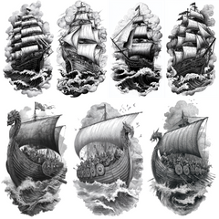 115 Ship Tattoo Designs | Nautical Adventure 4K PNG Bundle