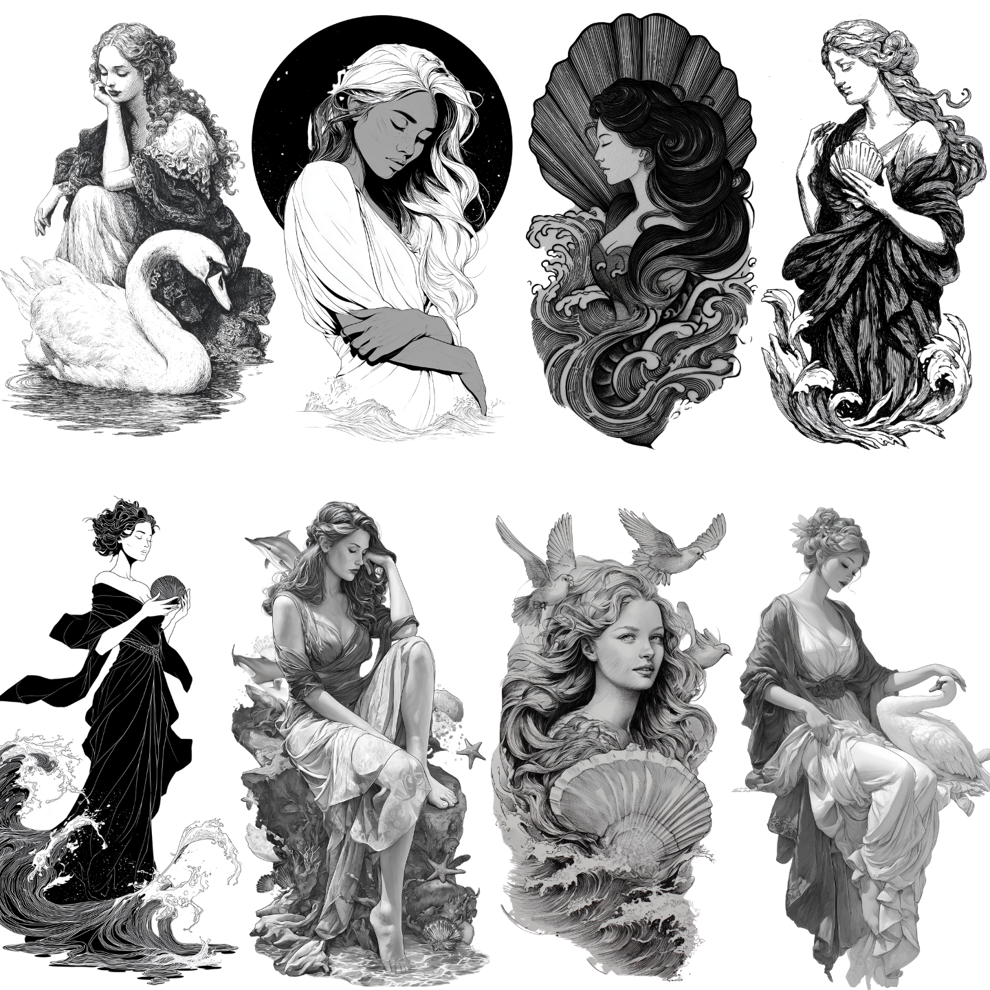 65 Aphrodite Tattoo Designs Bundle | 4K PNG