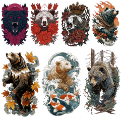 125 Bear Tattoo Designs Bundle | 4K PNG