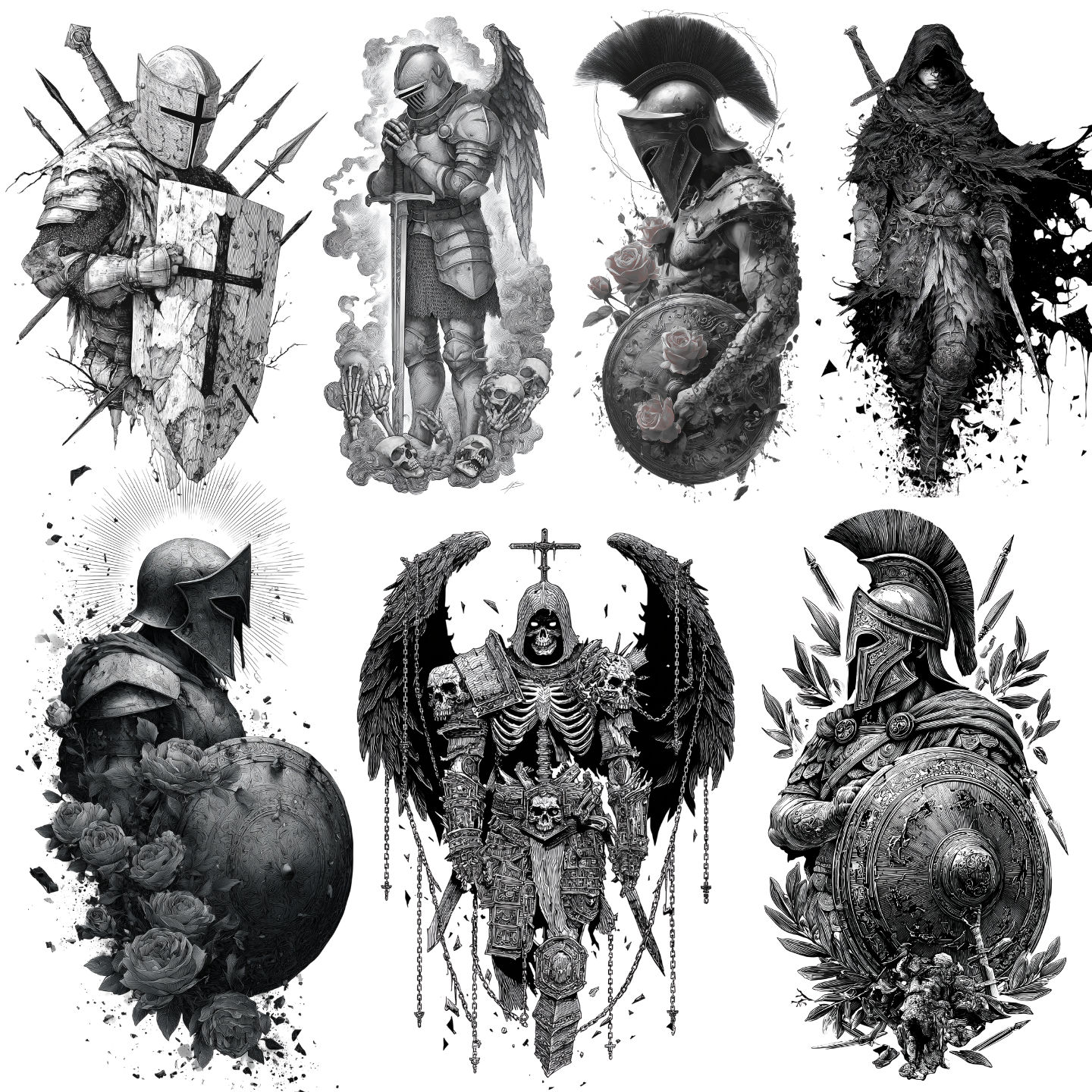 Warrior Tattoo Design Bundle — 145 Files | 4K PNG Brave Art Collection