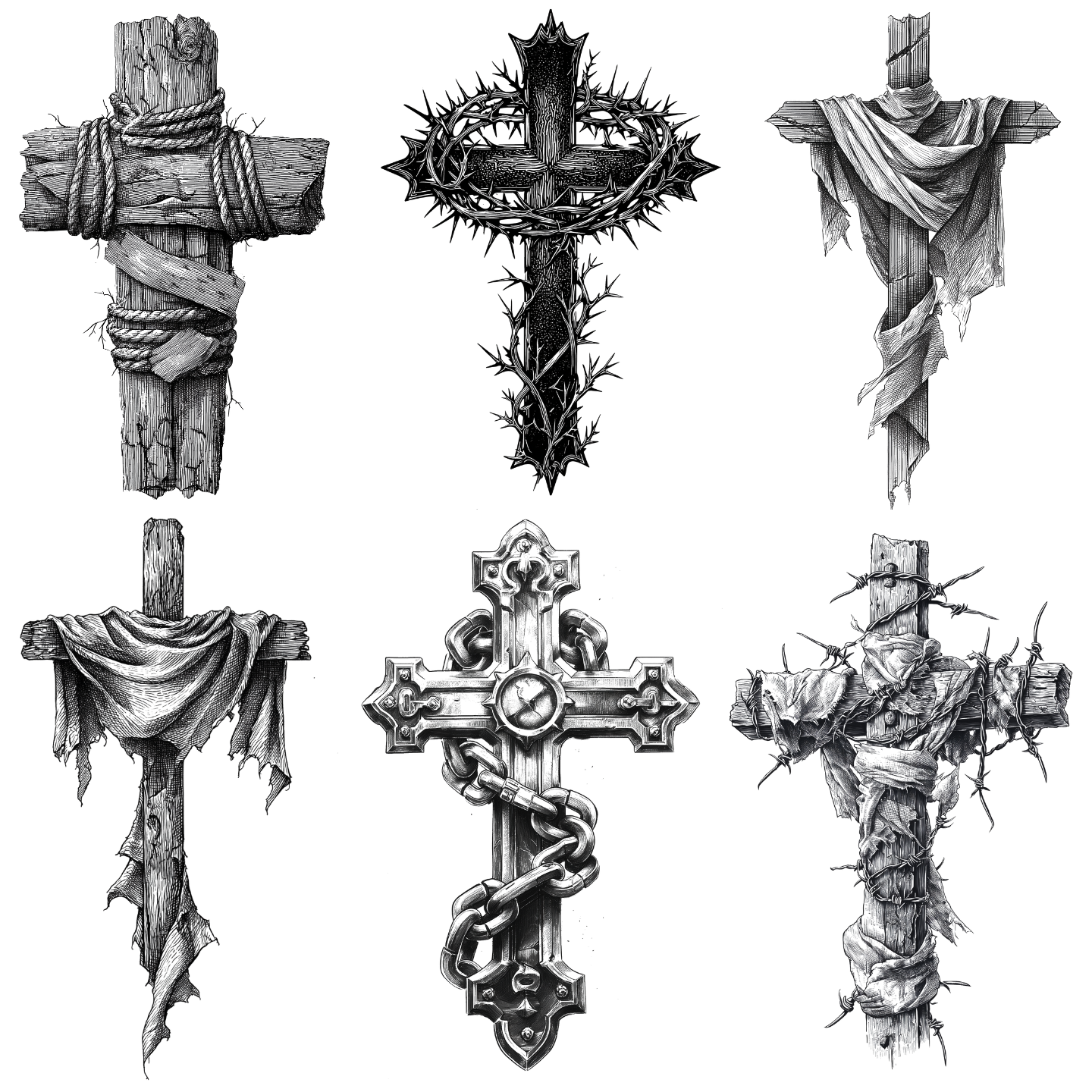 75 Cross Tattoo Designs Bundle | 4K PNG
