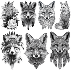 Fox Tattoo Design Bundle — 100 Files | 4K PNG Collection