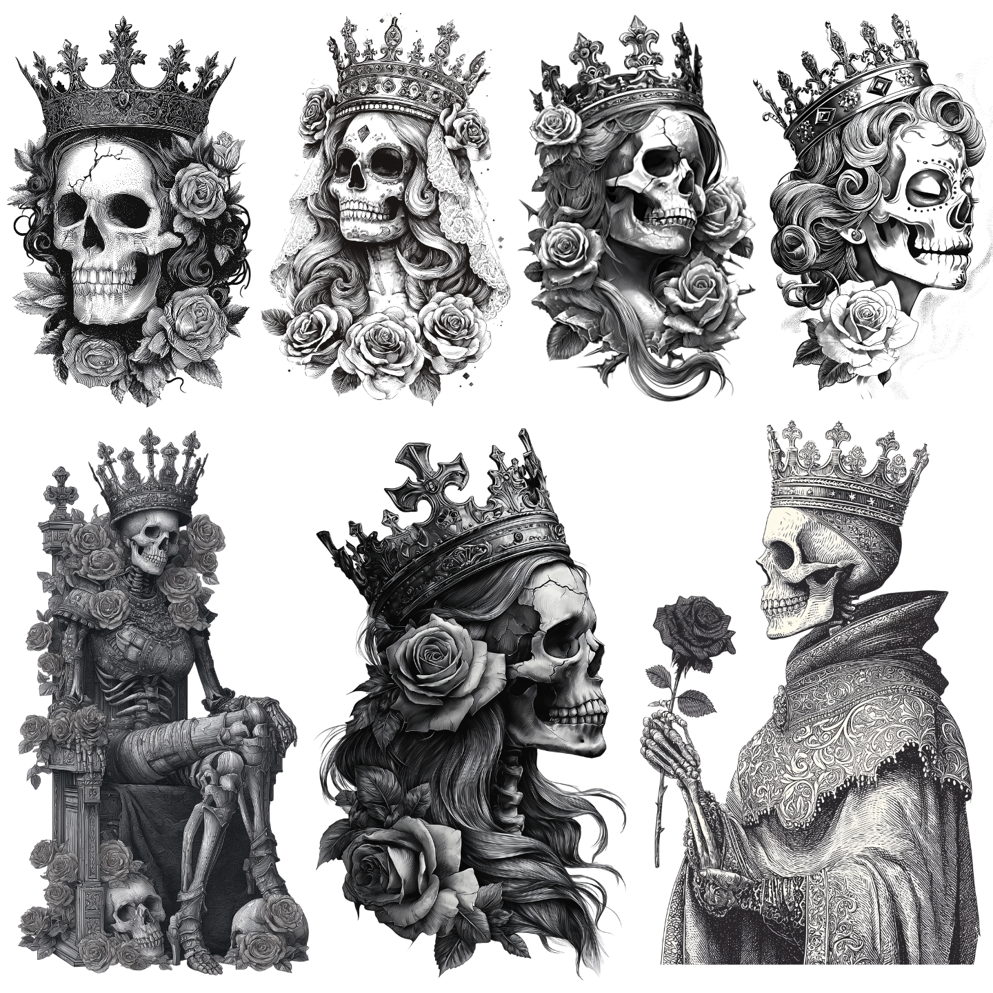 Skull Queen Tattoo Design Bundle — 145 Files | 4K PNG Art Collection