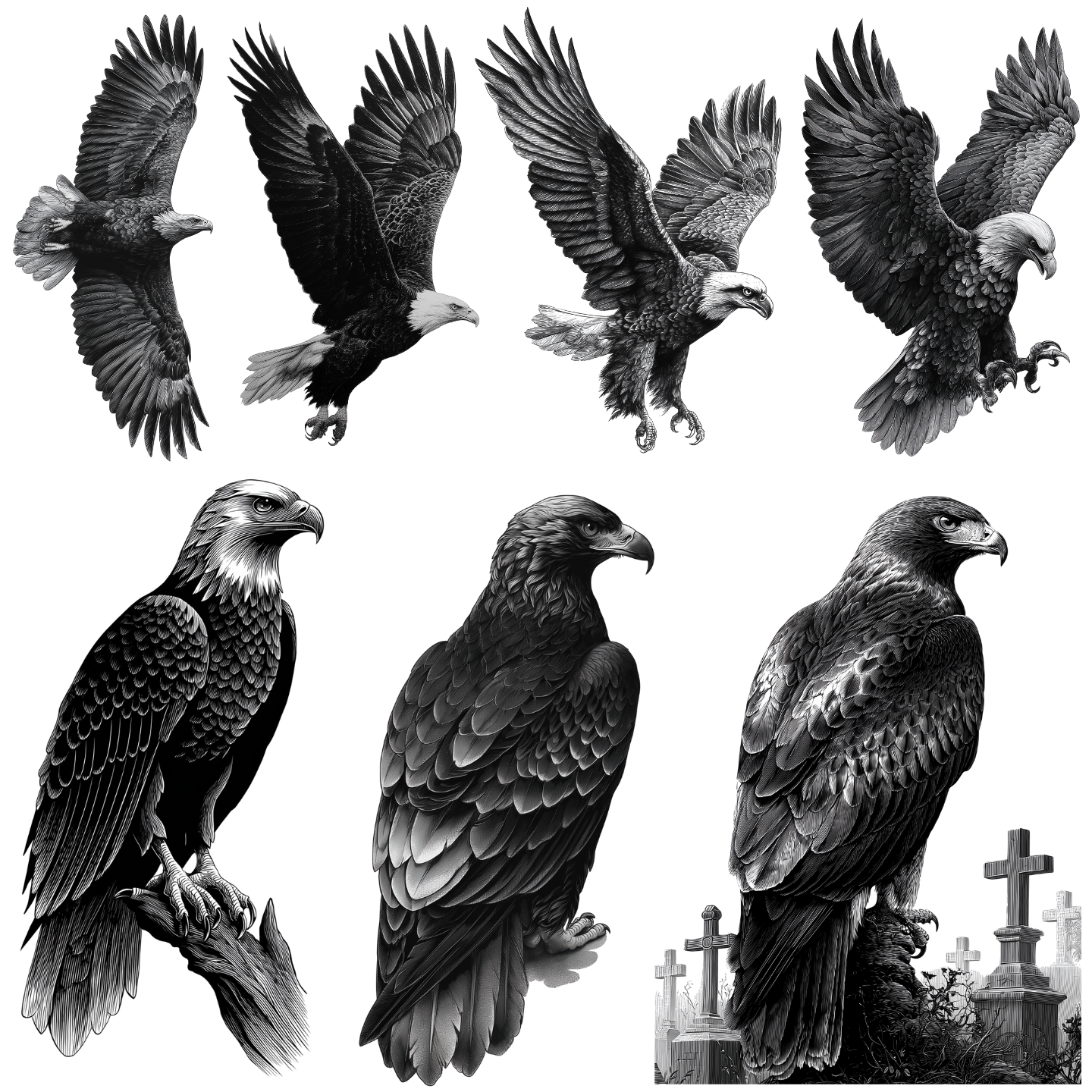 Eagle Tattoo Design Bundle — 90 Files | 4K PNG Collection