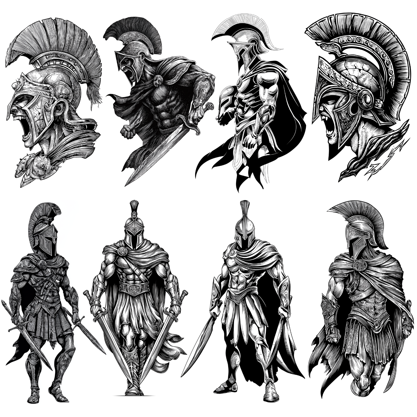 Spartan Tattoo Design Bundle — 150 Files | 4K PNG Warrior Art Collection