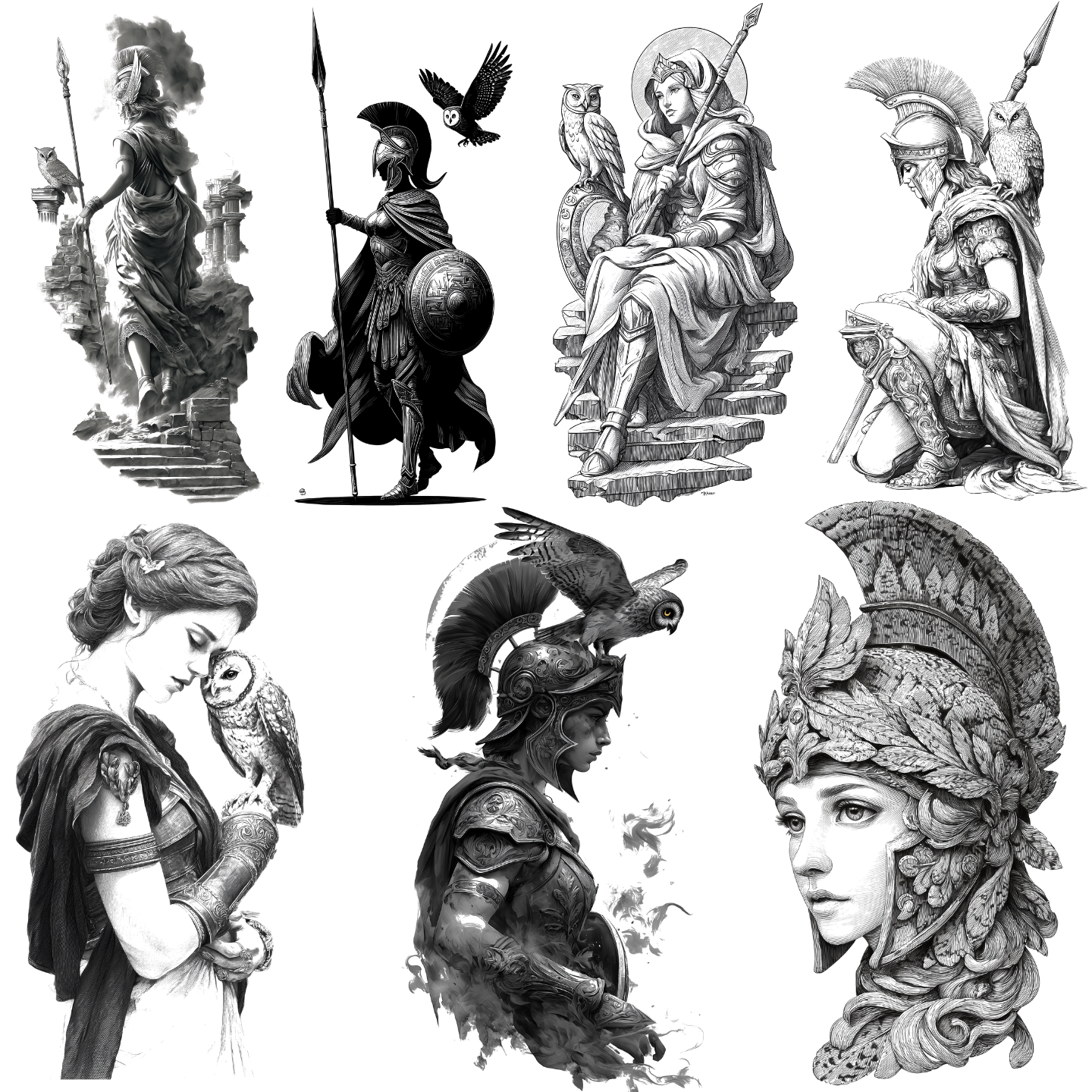 75 Athena Tattoo Designs Bundle | 4K PNG