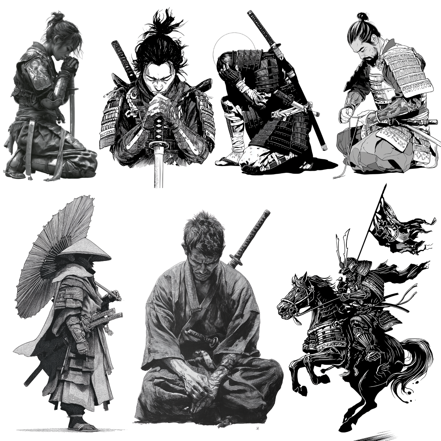 Samurai Tattoo Design Bundle — 88 Files | 4K PNG Art Collection