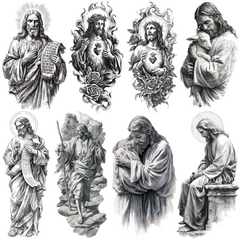 Jesus Christ Tattoo Design Bundle — 125 Files | 4K PNG Collection